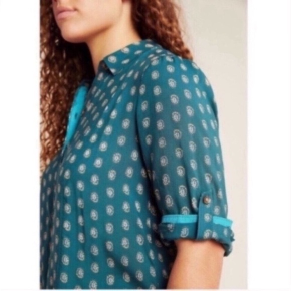 Maeve Green High Low Dot Tunic - Picture 2 of 8